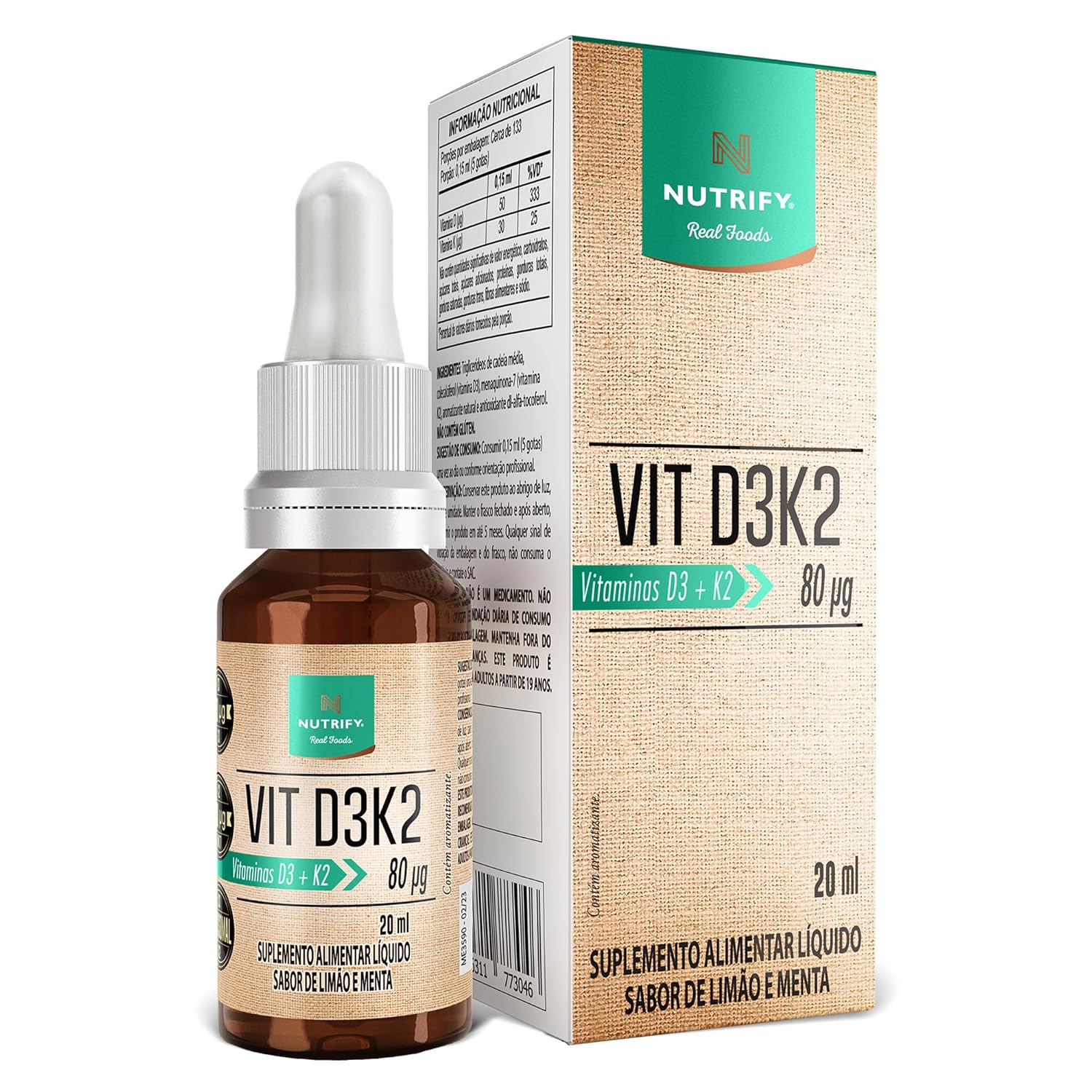 Nutrify – Vitamina D3K2 Gotas – Saúde Óssea e Muscular – Eficácia e Flexibilidade – 30ml