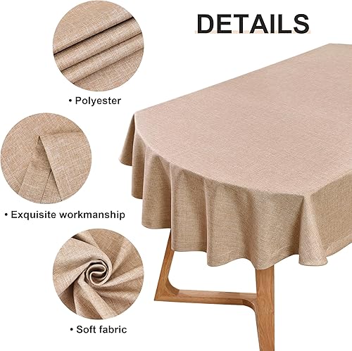 Miniatura 4 de Wolkemer Mantel ovalado de lino sintético resistente a las arrugas, tela resistente a las arrugas, 60 x 102 pulgadas, mantel rústico de lino para