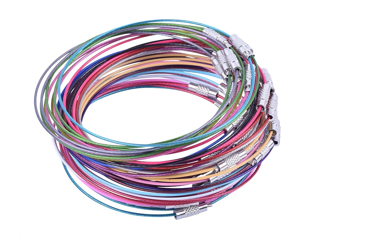 KONMAY 50pcs 24cm/9.6'' Mix-colors Memory Wire Bracelet--Assorted More Than 20