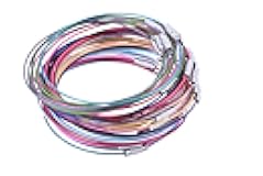 KONMAY Adjustable Wire Bracelets, 50pcs 9.6'' Mixed Stainless Steel Bracelet Bangles with Wire Ends, Key Ring Loop Holders for Wire Bracelets, Luggage Tags,Keys Organizing,ID Tag Keepers, Key Fobs