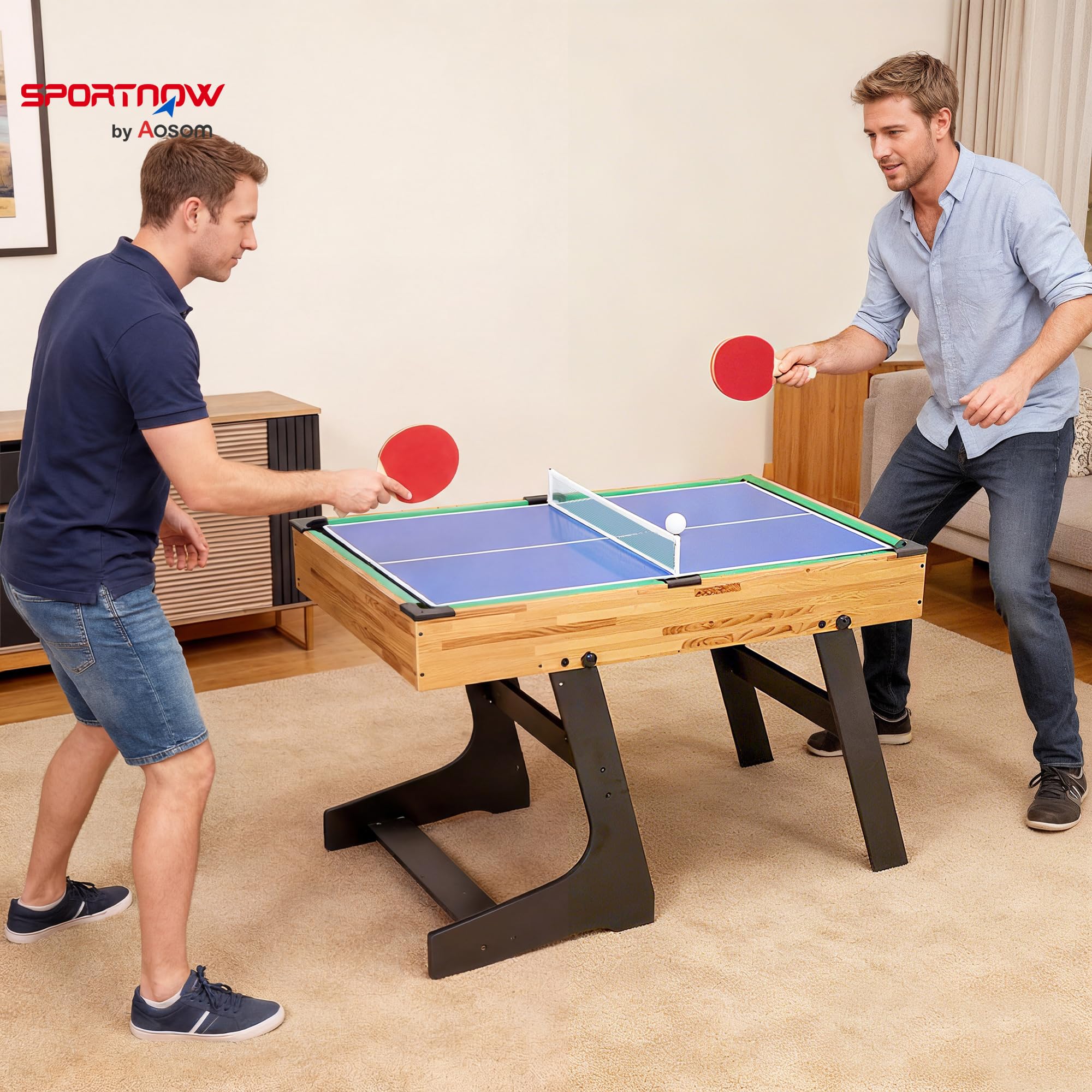SPORTNOW Tavolo Multigioco 13 in 1 Pieghevole, Tavolo da Gioco Multifunzione con Calcio Balilla, Biliardo, Ping Pong, Ice Hockey, Scacchi, Backgammon, Dama, Bowling ecc. per Adulti Bambini Casa Scuola