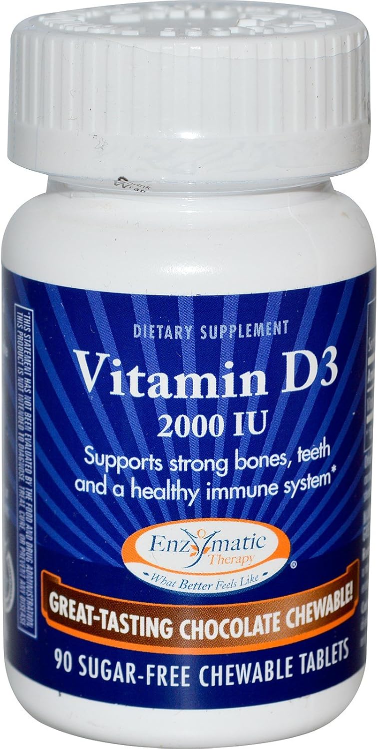 Vitamin D3, 2000 IU, Chocolate 90 Chewable Tabs by