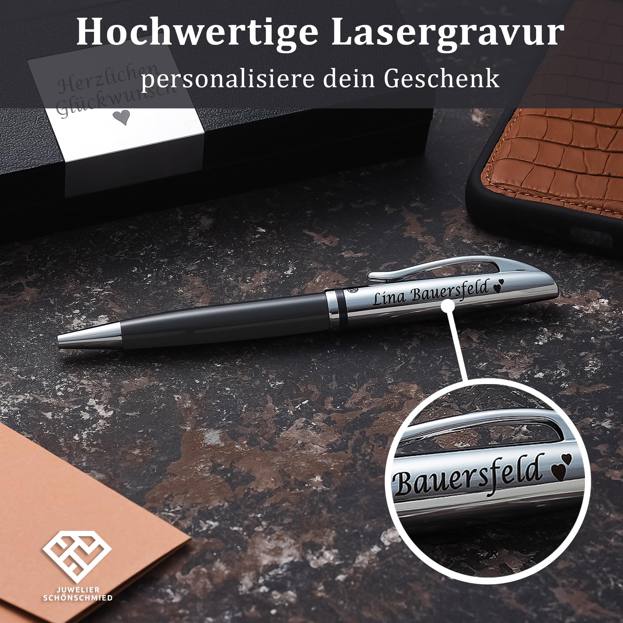 PeIikan Kugelschreiber mit Gravur als Geschenk & Symbol mit Geschenkverpackung Jazz Classic Warmgrau PS18 - mit Jetzt anpassen direkt online gestalten !