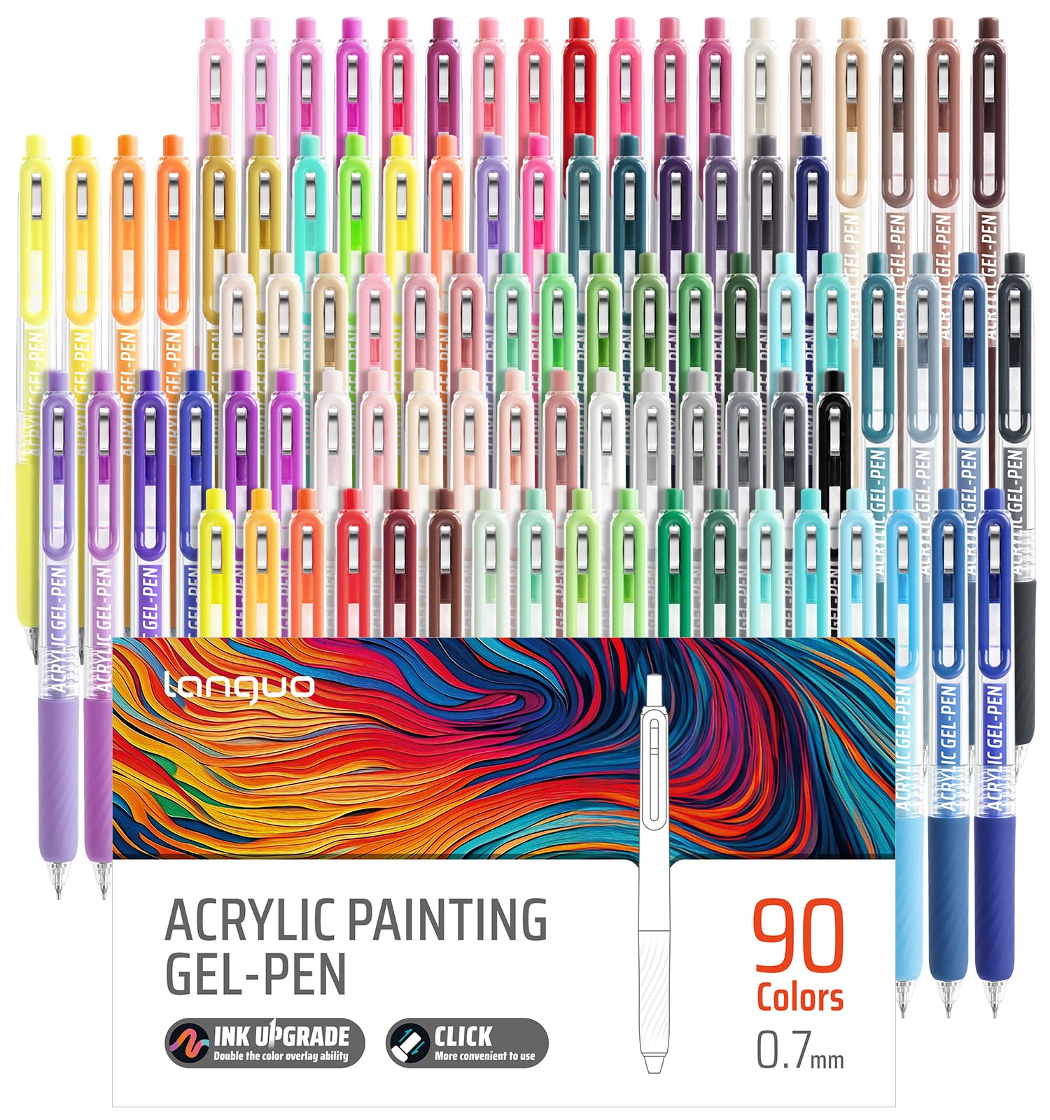 Acrylic Gel Pens For Coloring, 90 Colors Retractable Colored Pens