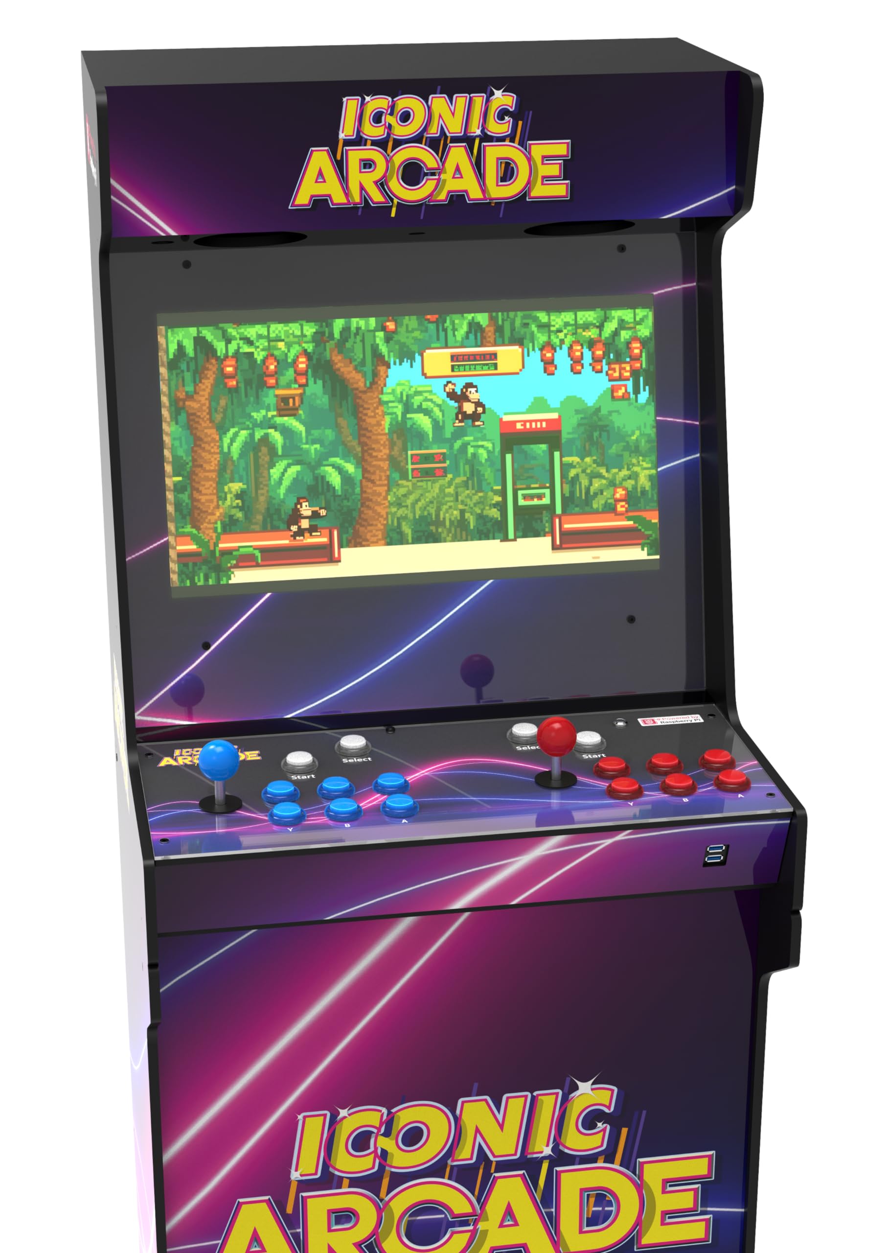 Konfigurowalna pełnowymiarowa szafka zręcznościowa 53.3 cm wyświetlacz retro do gier ponad 1000 gier 16 przycisków 2 joysticki