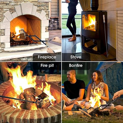 Miniatura 2 de Pinzas para chimenea de 26" y pinza para hoguera de 32", pinzas para leña de estufa de chimenea, herramientas de agarre de leña de hierro forjado