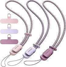 SURPHY 3 Pack Phone Wrist Strap, with CellPhone Tether Tab, Adjustable Phone Lanyard Anti-Theft Phone Strap, A- Pink & Lilac & Lilac Purple