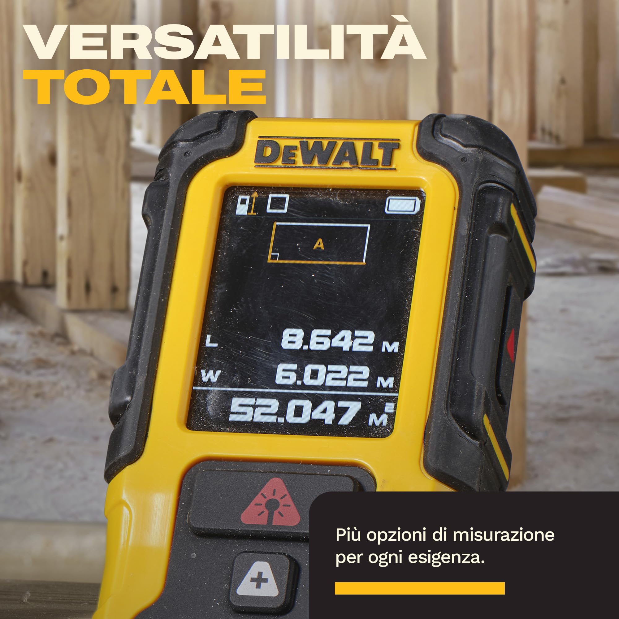 DEWALT Misuratore di distanze laser 60 metri con batteria al litio ricaricabile fino a 60m, DWHT78200-XJ