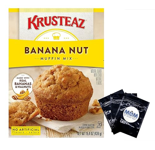 Paquete de mezcla de muffins de plátano y nueces (dos cajas) Krusteaz de 15.4 onzas con 3 bolsas de almacenamiento portátiles resellables My Outlet