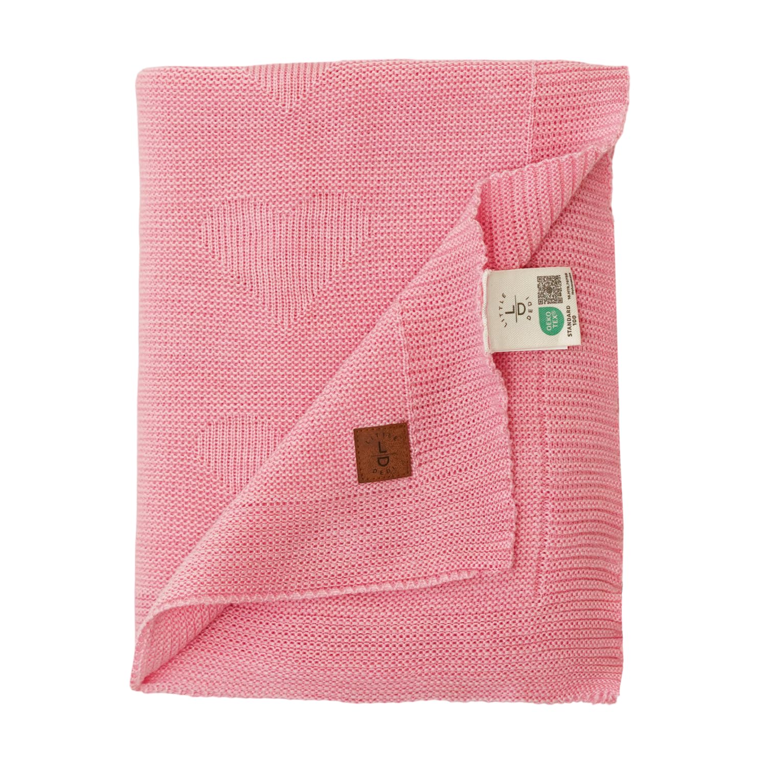 Little Dedi Women's Pink Hearts Soft Baby Knitted Blanket – 30X40 In – Ultra-Soft Newborn Swaddle & Toddler Blanket – Lightweight Crib & Stroller Blanket – Neutral Pink Heart Design – Baby Girl Gift