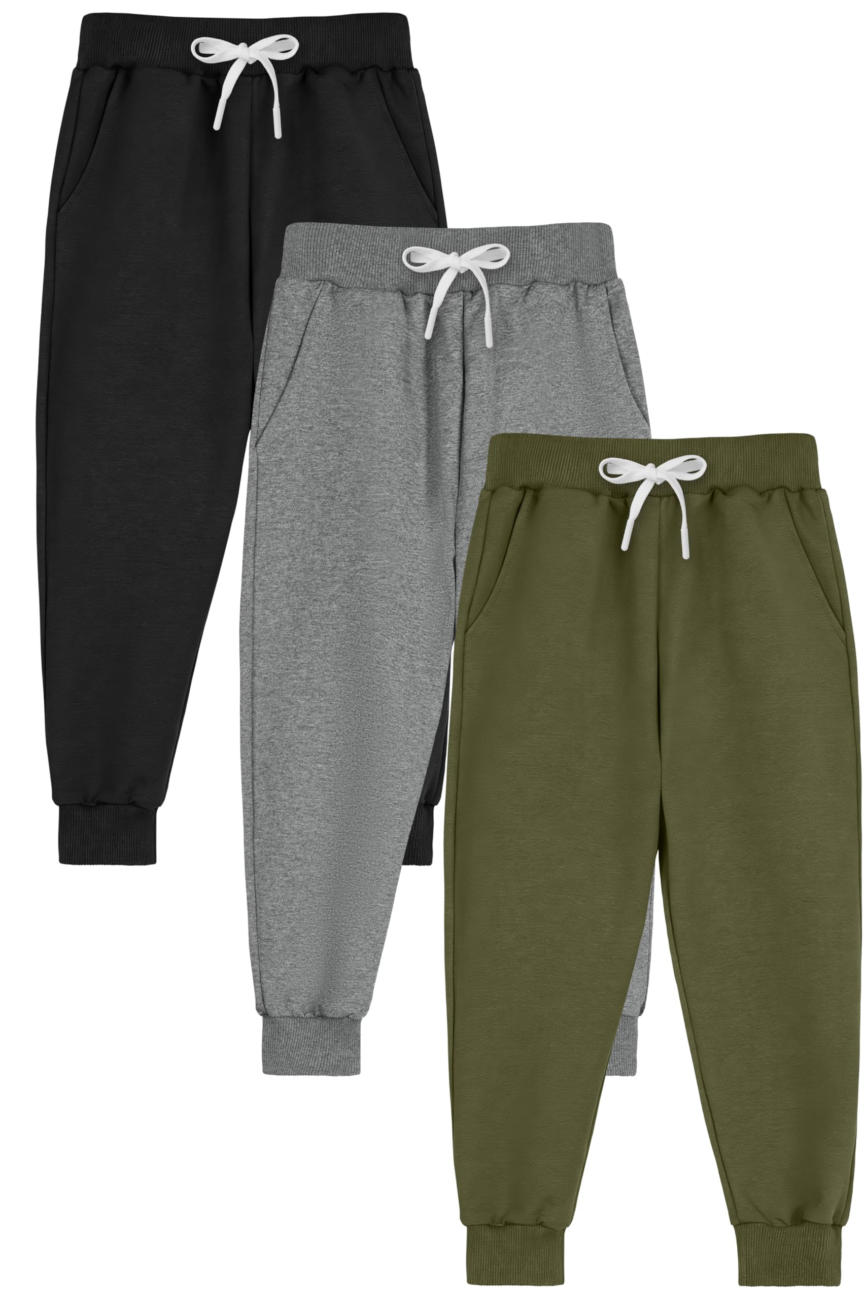 Ruisita 3er Pack Jogginghosen für Jungen Baumwoll-Jogger mit Kordel & Taschen Kinder Sportbekleidung (2-7 Jahre)