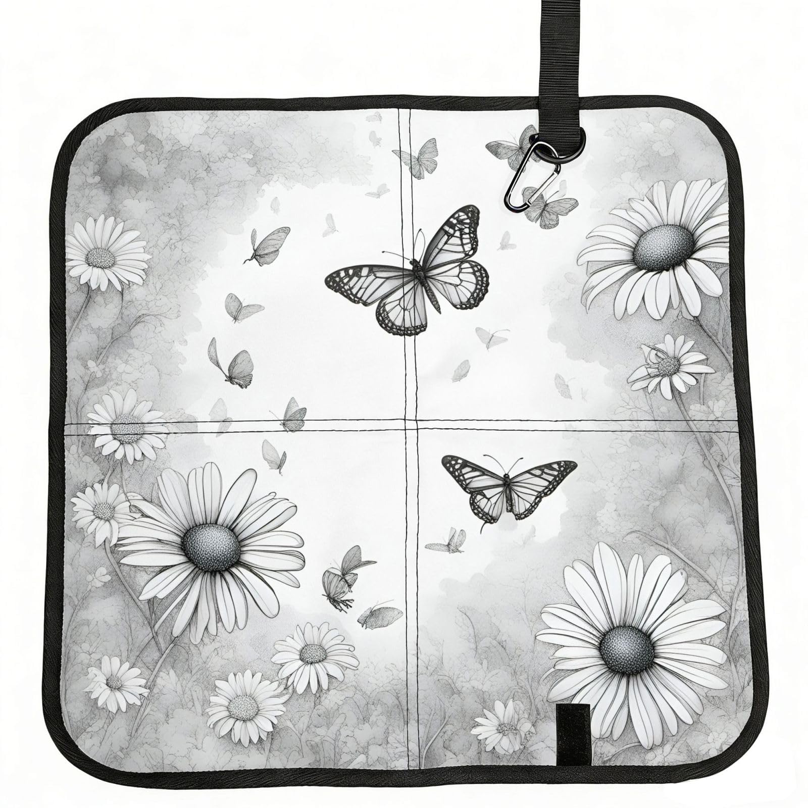 AYYQWE Butterfly Daisy Print Foldable Seat Cushion Portable Chair Pad Office Commuting Picnic Camping Outdoor