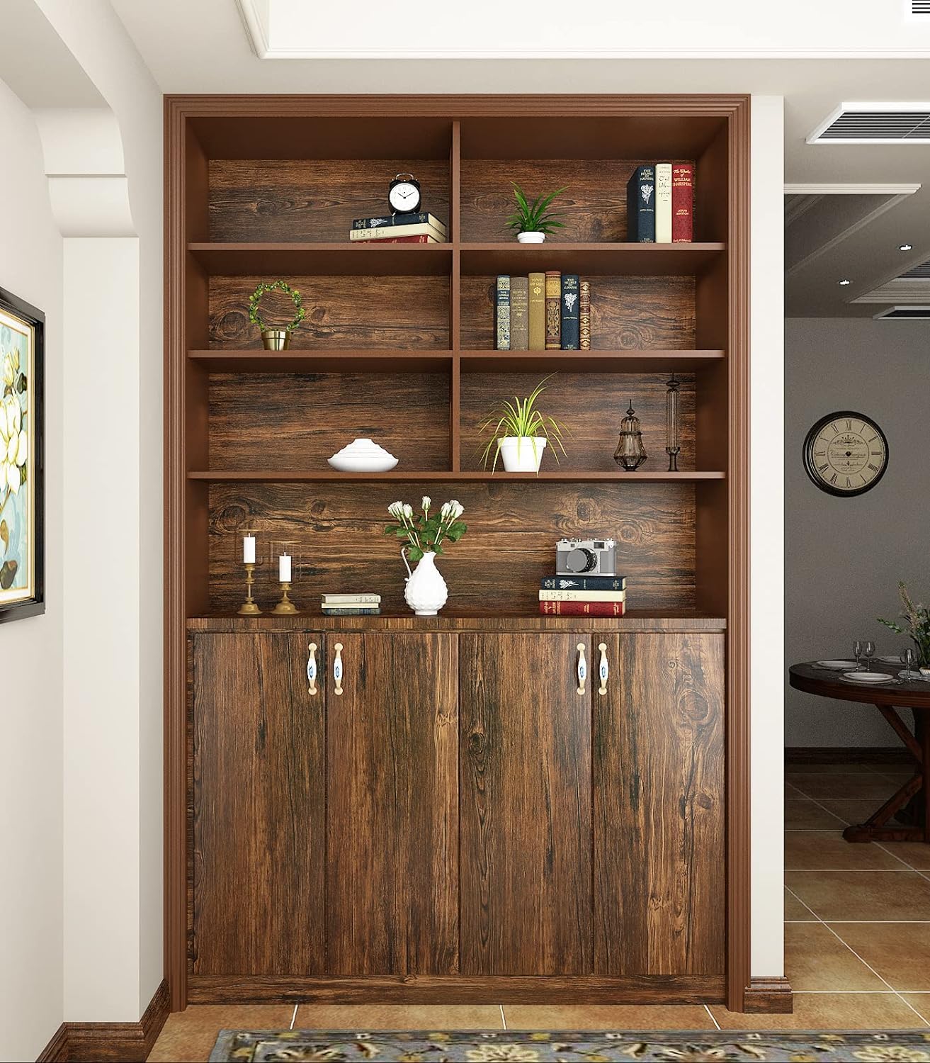 FunStick 40CM x 12M Papel Adhesivo para Muebles Efecto Madera Marrón Pegatinas Pared Decorativas PVC Vinilo para Pared Autoadhesivo Impermeable Papel Tapiz para Mesa Cajón Armario Mostrador Puerta