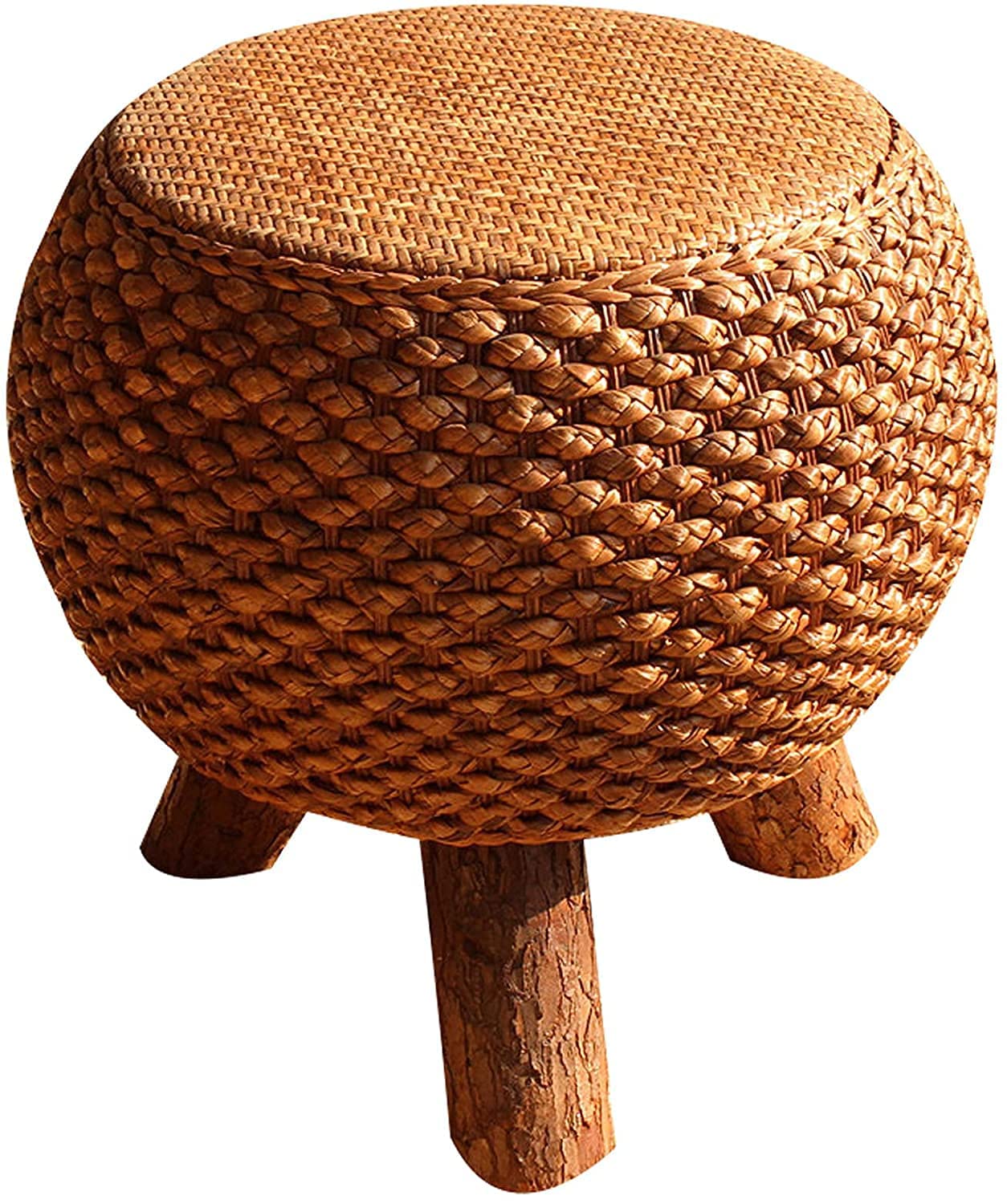 Repose-pieds pour canapé de salon marron avec assise ronde