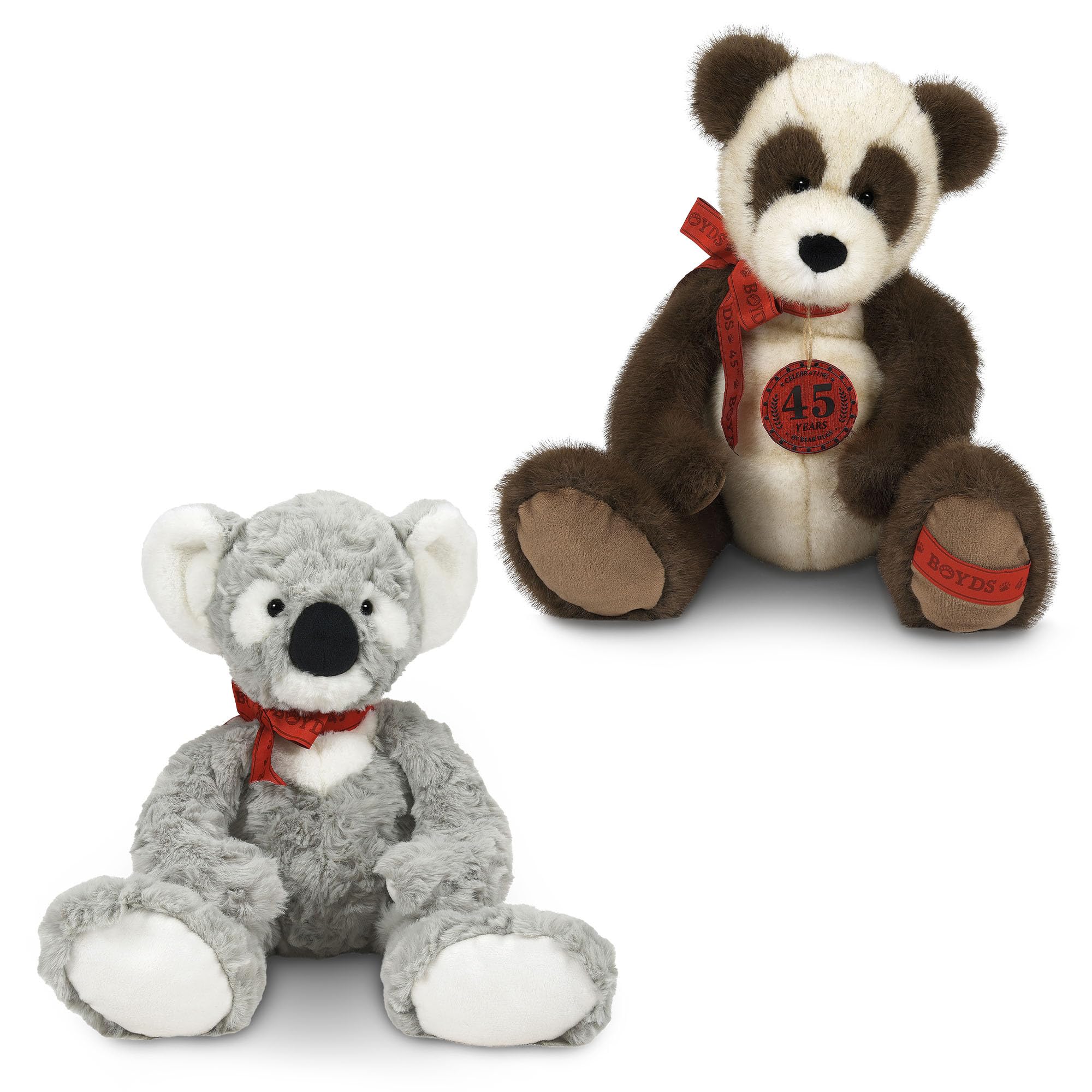 Enesco Boyds Bears 45th Anniversary Bundle - 1 Anni Bearsley Plush Panda Teddy Bear Stuffed Animals AND Koala
