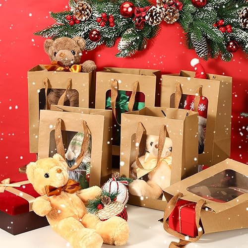 Miniatura 6 de Shappy Paquete de 12 osos de peluche de regalo con bolsas de papel de 12 pulgadas, osos de peluche para niños y niñas, oso suave a granel en