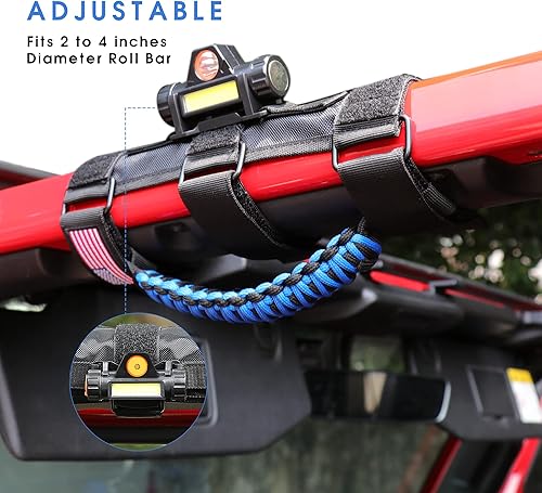 Miniatura 64 de Asas de agarre de barra de agarre con luz para Jeep Wrangler Accesorios TJ JK JL YJ Unlimited Rubicon Sahara 2 puertas 4 puertas Jeep Gladiator JT