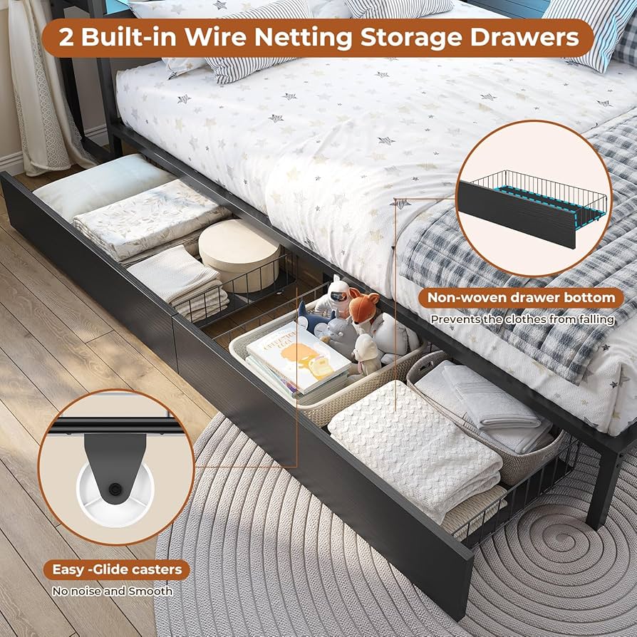 Amazon.com: DICTAC Twin Corner Bed Frame with Bookcase Storage and