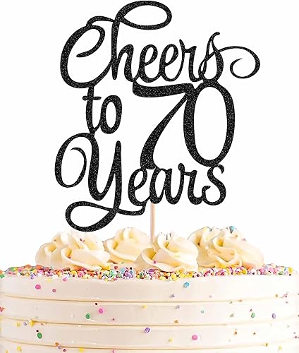 Miniatura 29 de Decoración para tartas de Cheers to 70 Years – Suministros de decoración de pasteles de cumpleaños 70 con purpurina dorada, perfecto para 70