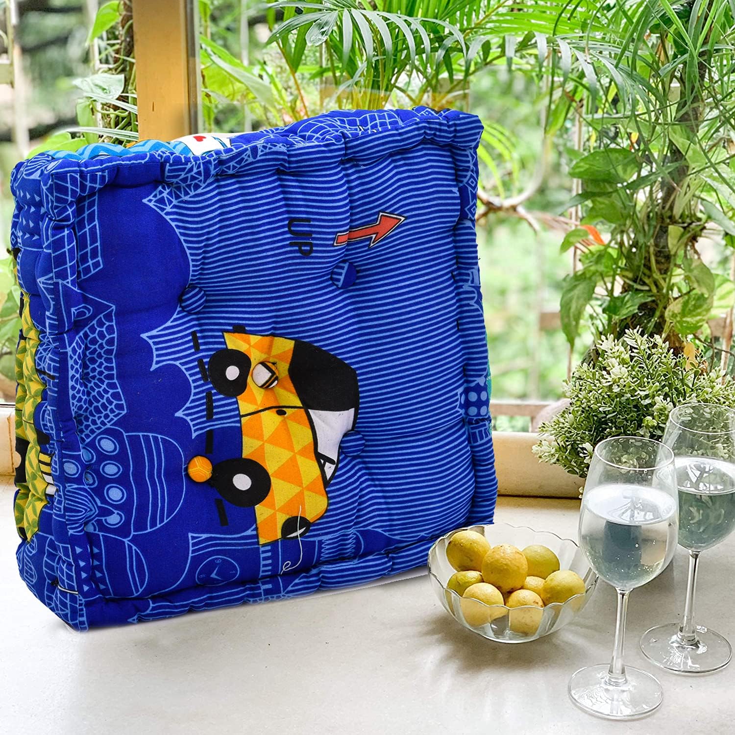 COZY FURNISH Children Chair Increasing Cushion Square Kids Highchair Booster Seat Lift Pads for Baby Toddler Students Dining Table Chair| Seat Cushion 14 Inch x 14 Inch (PinkFish)-image-5