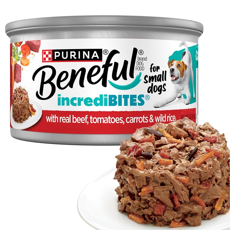 Ração Úmida para Cães Pequenos Beneful IncrediBites com Carne Bovina ao Molho, Pacote com 12 Latas de 85 g