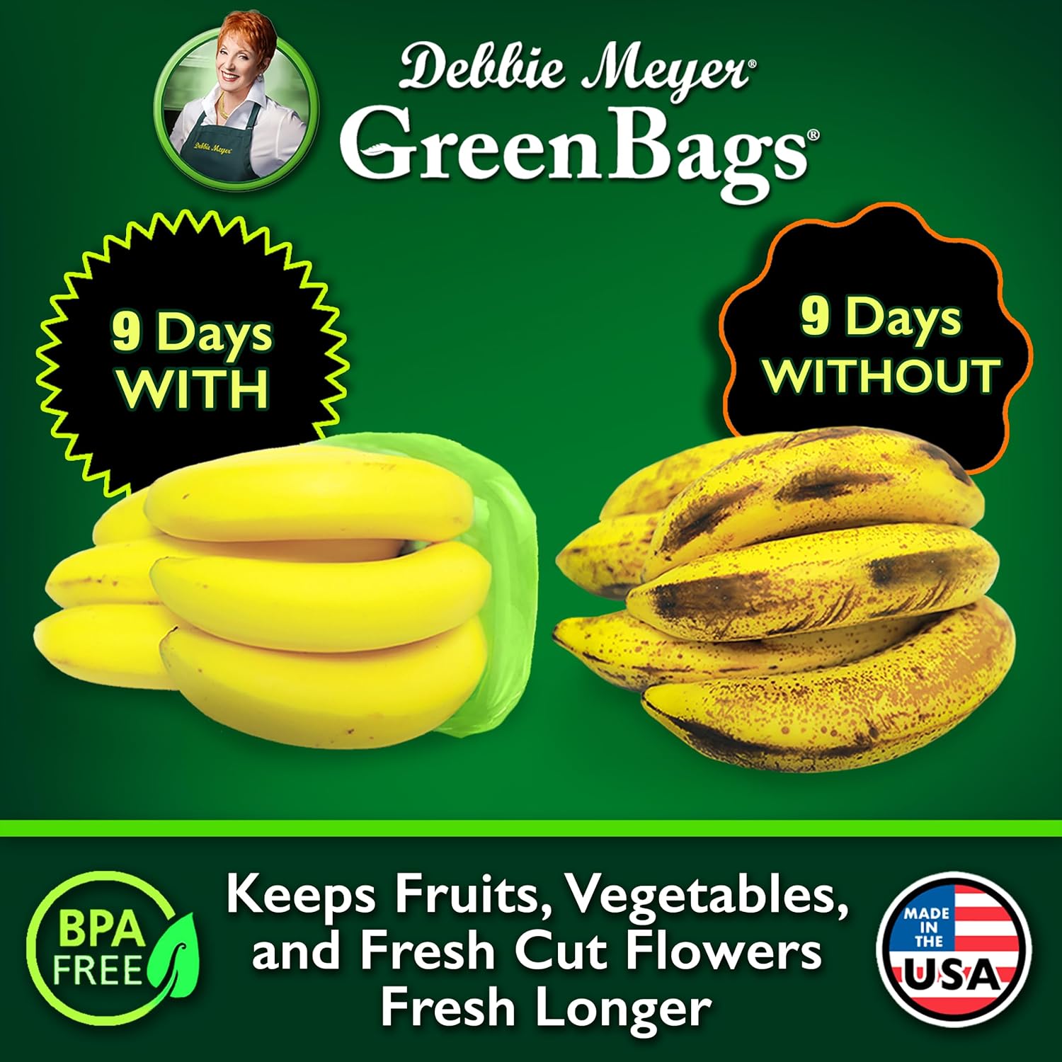 Debbie Meyer GreenBags, 40-Pack (16M, 16L, 8XL), Reusable Food Storage Bags