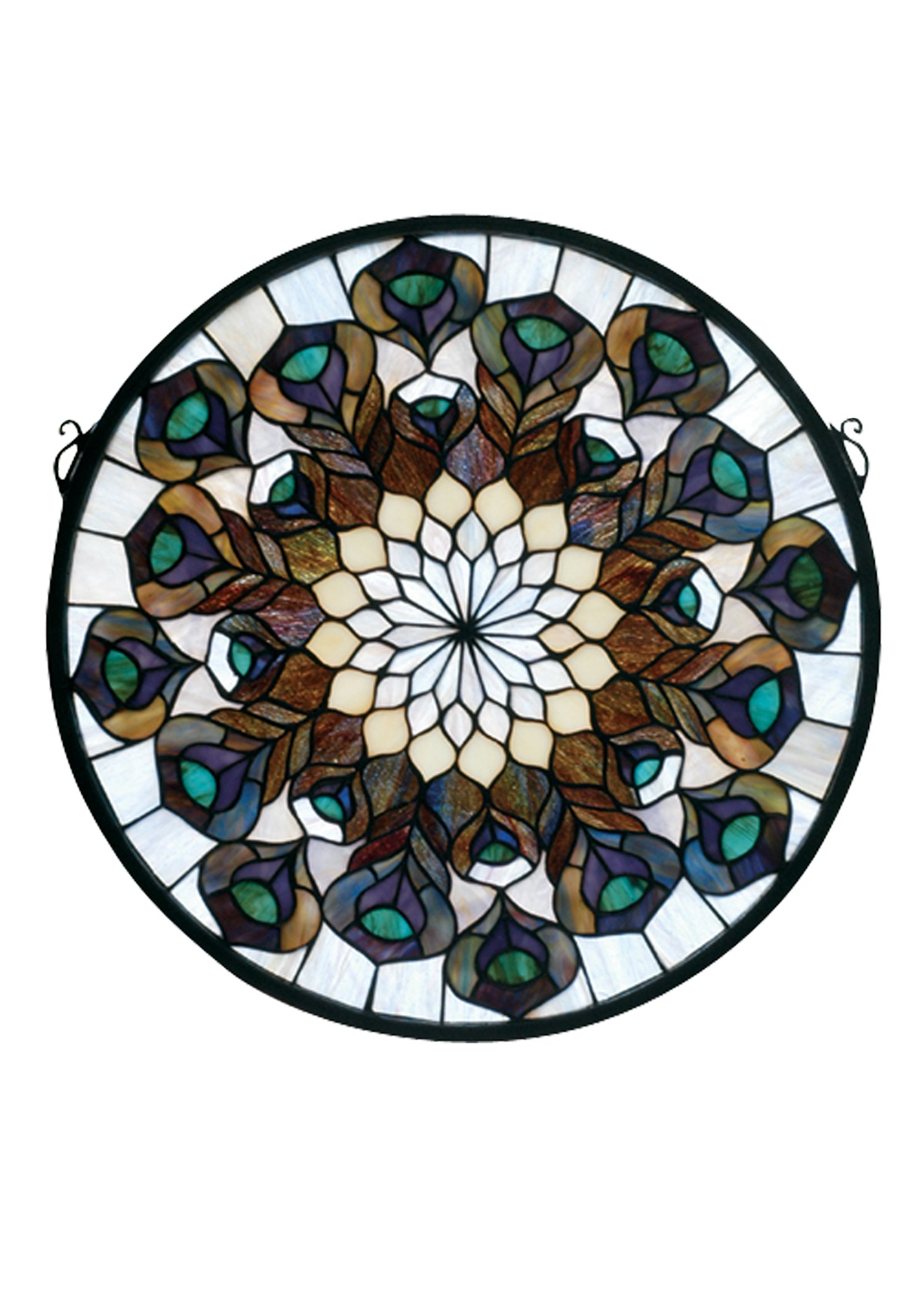 17 Inch W X 17 Inch H Peacock Feather Medallion Window Windows