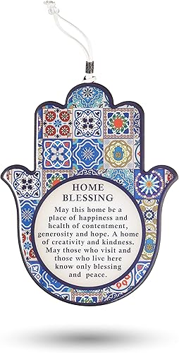 Miniatura 3 de A&S Mezuzot Hamsa - Amuleto de protección contra el mal de ojo para decoración de pared, amuleto de buena suerte para el hogar/negocios en azul con