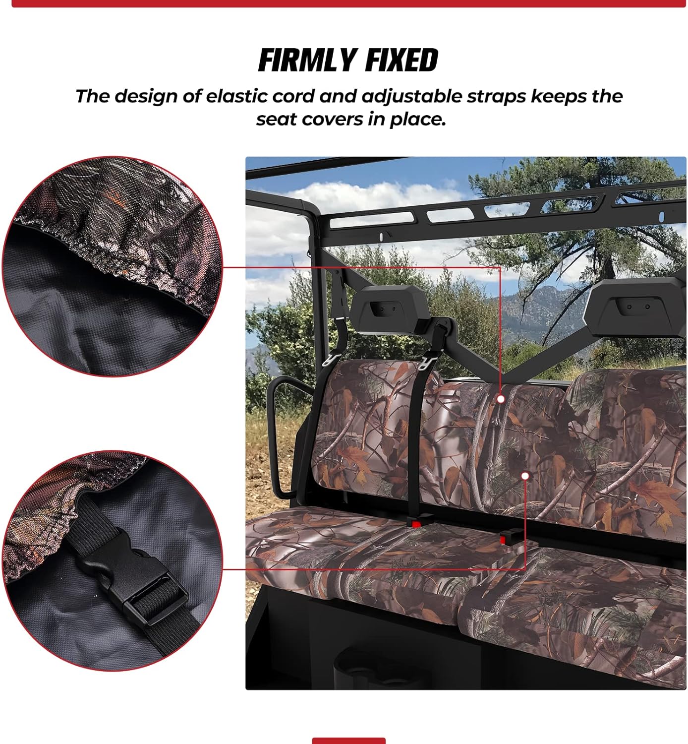 KEMIMOTO Seat Covers, Hunting Camo UTV Seat Cover Set Compatible with Polaris Ranger XP 1000/ Crew XP 1000 2018-2022 2023 Full-Size Split Bench Seat Covers (Crew Fits Front Seat Only) : Automotive