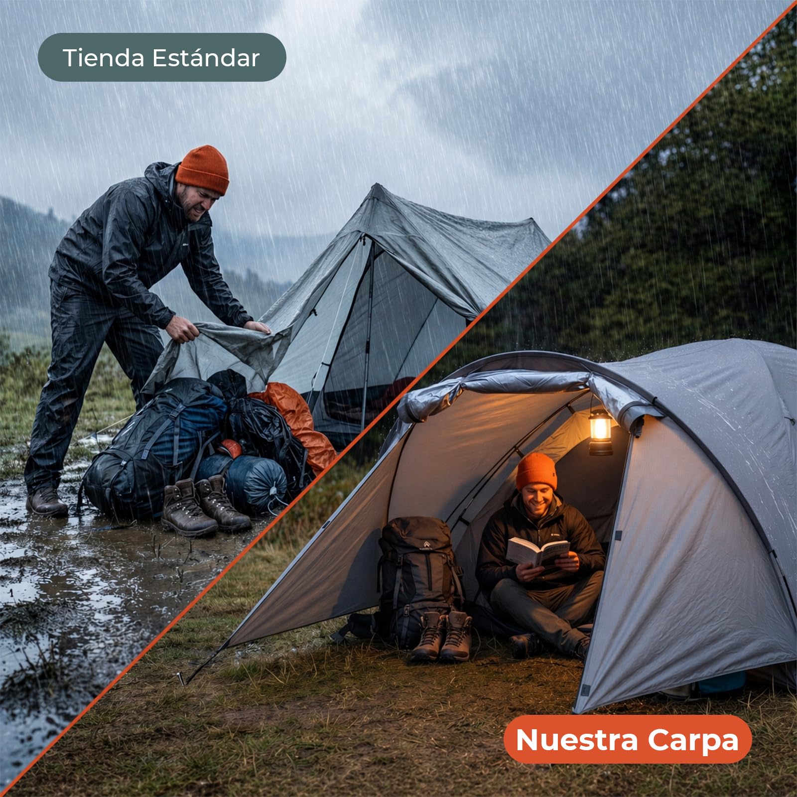 Tienda de campaña para 2-3 Personas, Tienda Tipo cúpula con Zona de Entrada y toldo Plegable, Tienda Tipo iglú, Impermeable y Resistente a los Rayos UV, Ideal para acampadas Festivales
