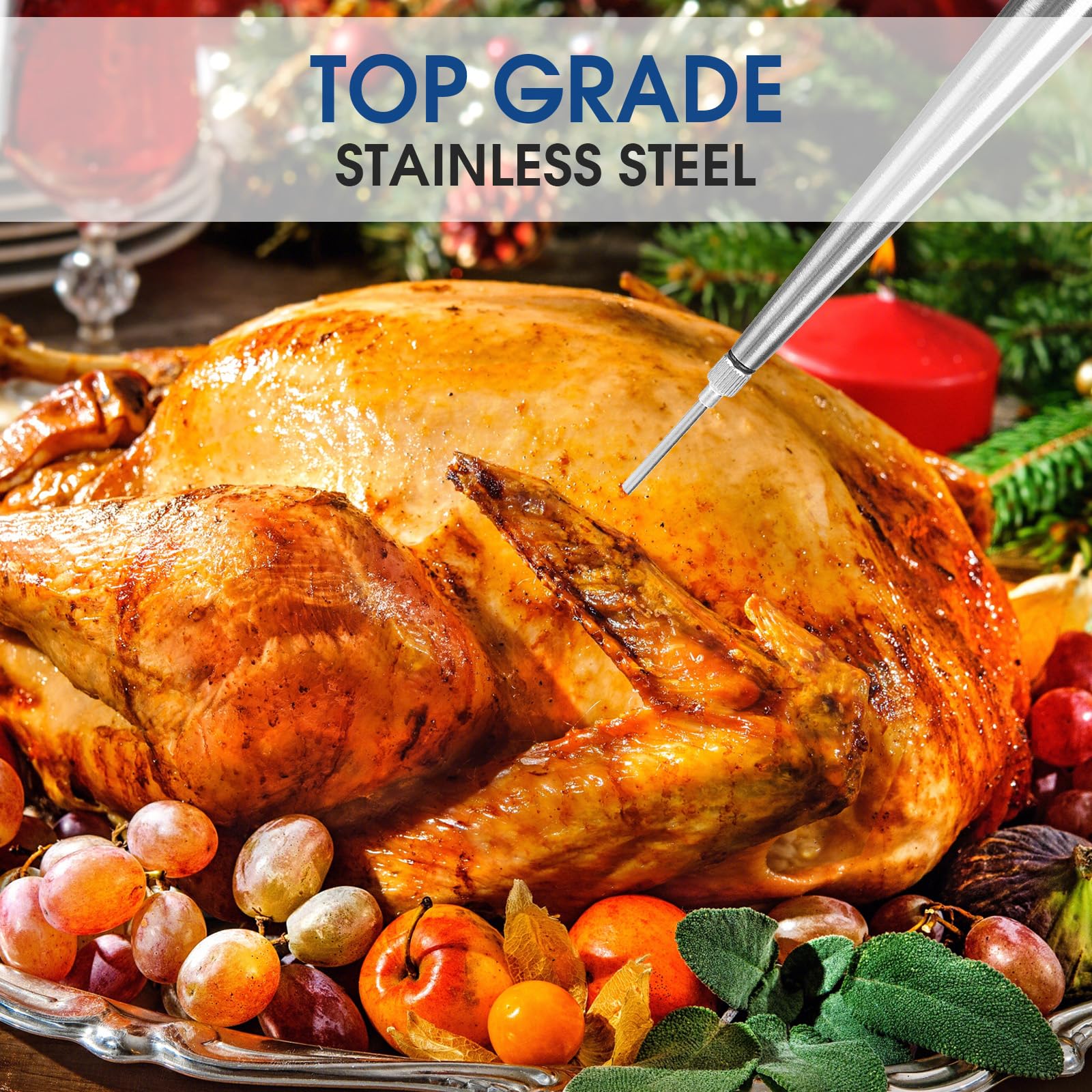 Turkey Baster with Silicone Suction Bulb, Stainless Steel Food Grade Turkey Baster for Cooking, Baking, Injecting Marinade ?Black