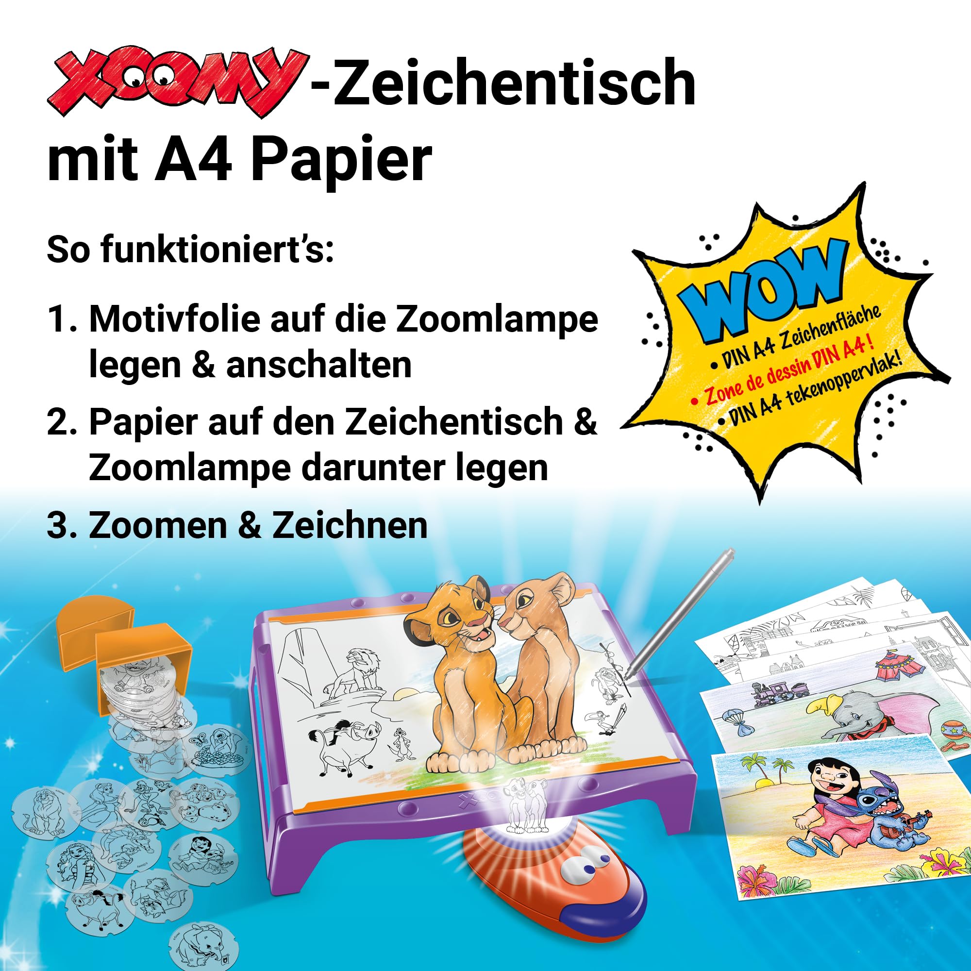 Xoomy Maxi Disney Classics und Prinzessinnen - Zeichnen Lernen, Kreatives Zeichnen und Malen für Kinder ab 6 Jahren, Zeichenset für unendlichen Zeichenspaß