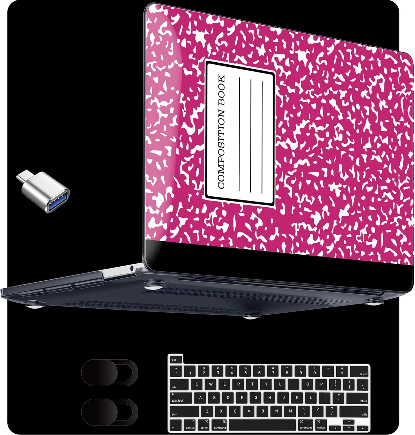 MEEgoodo for M2 MacBook Pro 13 inch Case 2022 2021 2020,Crystal Cover Fit Model A2338 M2/M1 A2251 A2289,Clear Case for 13.3-inch Laptop,Hard Shell for MacBook Pro M2, Rose Red Composition Book
