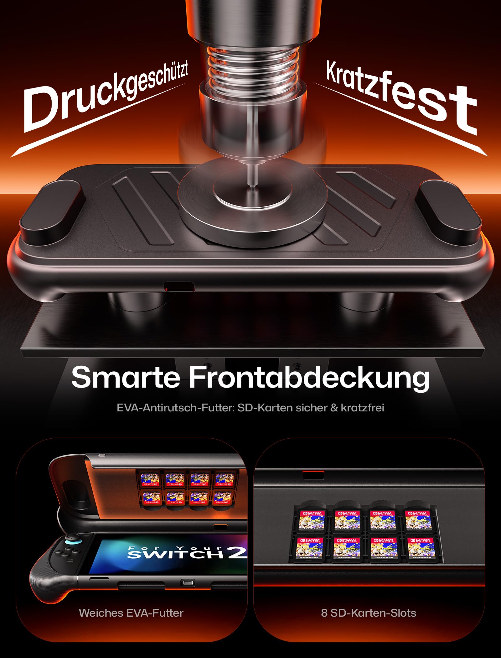 JSAUX PC0121 Etui ochronne do Switch 2, ochrona 360° ModCase z przednią pokrywą, metalową podstawką, silikonową opaską, uchwytem do stacji dokującej i kablem przedłużającym – zestaw dokujący