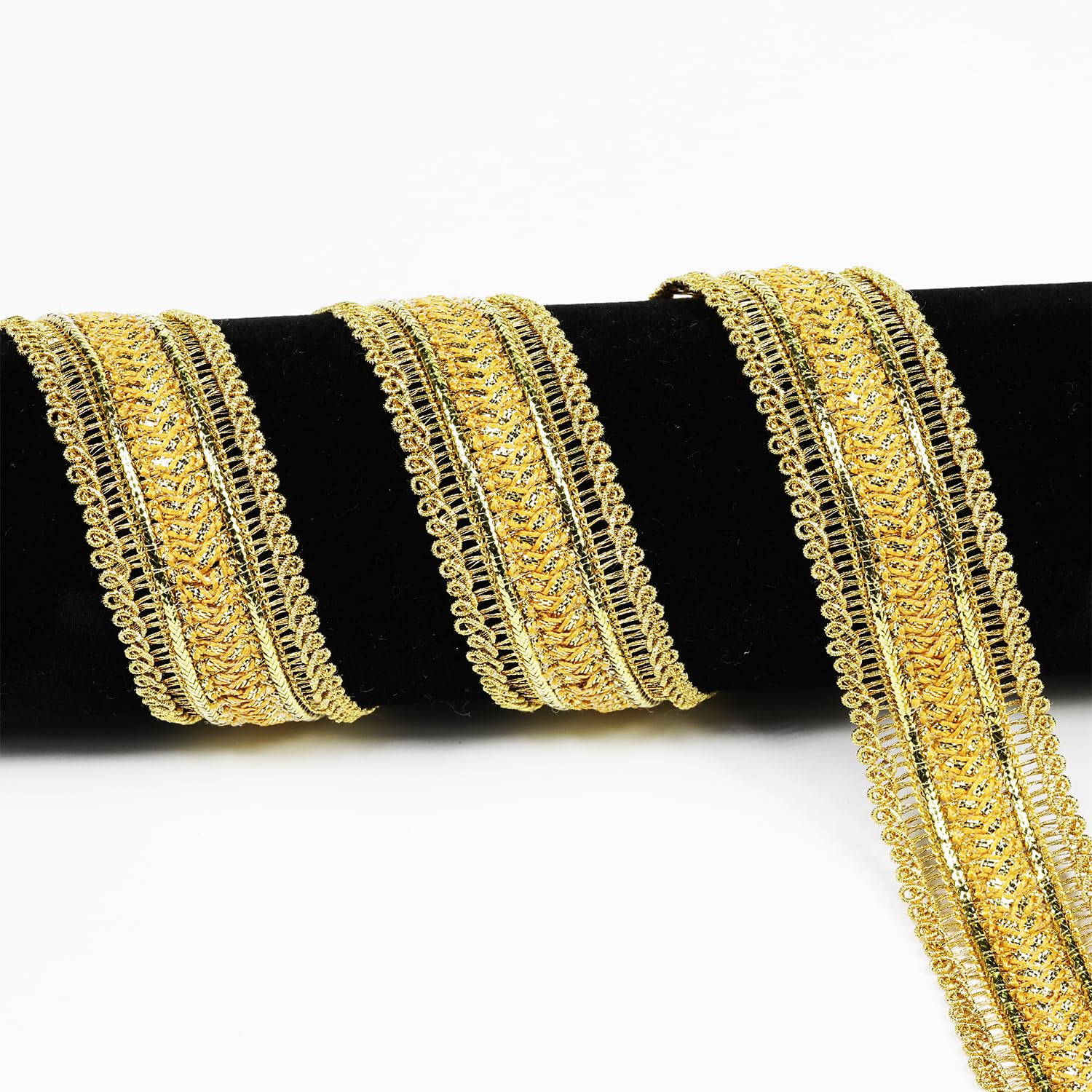 5 Yards，Width 25mm/0.98Inch, Golden lace Trim Craft Ribbon Decorated Gimp Trim for Wedding Bridal, Performance Costumes or Jewelry, Crafts and Sewing （Golden） — image 1