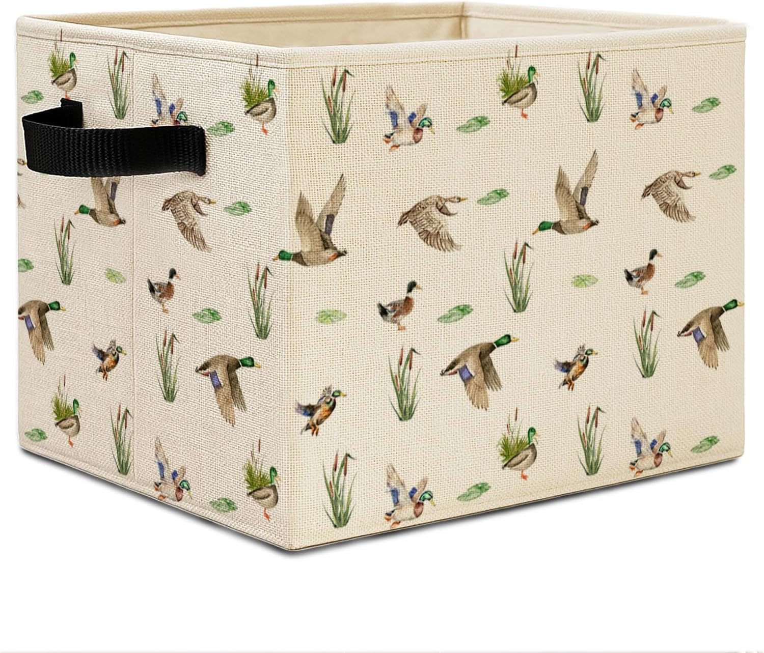 Mallard Duck Nursery Storage Bins, Rustic Pond Wild Mallard Ducks Collapsible Storage Basket Organizer for Kids Nursery Bedroom Bathroom Clothes Toys Books, Toybox for Boys