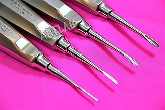 German Dental Elevator Curved 4 PC Blue 1.5, 2.0,3.0,4.0 LUXATING Instruments (CYNAMED)