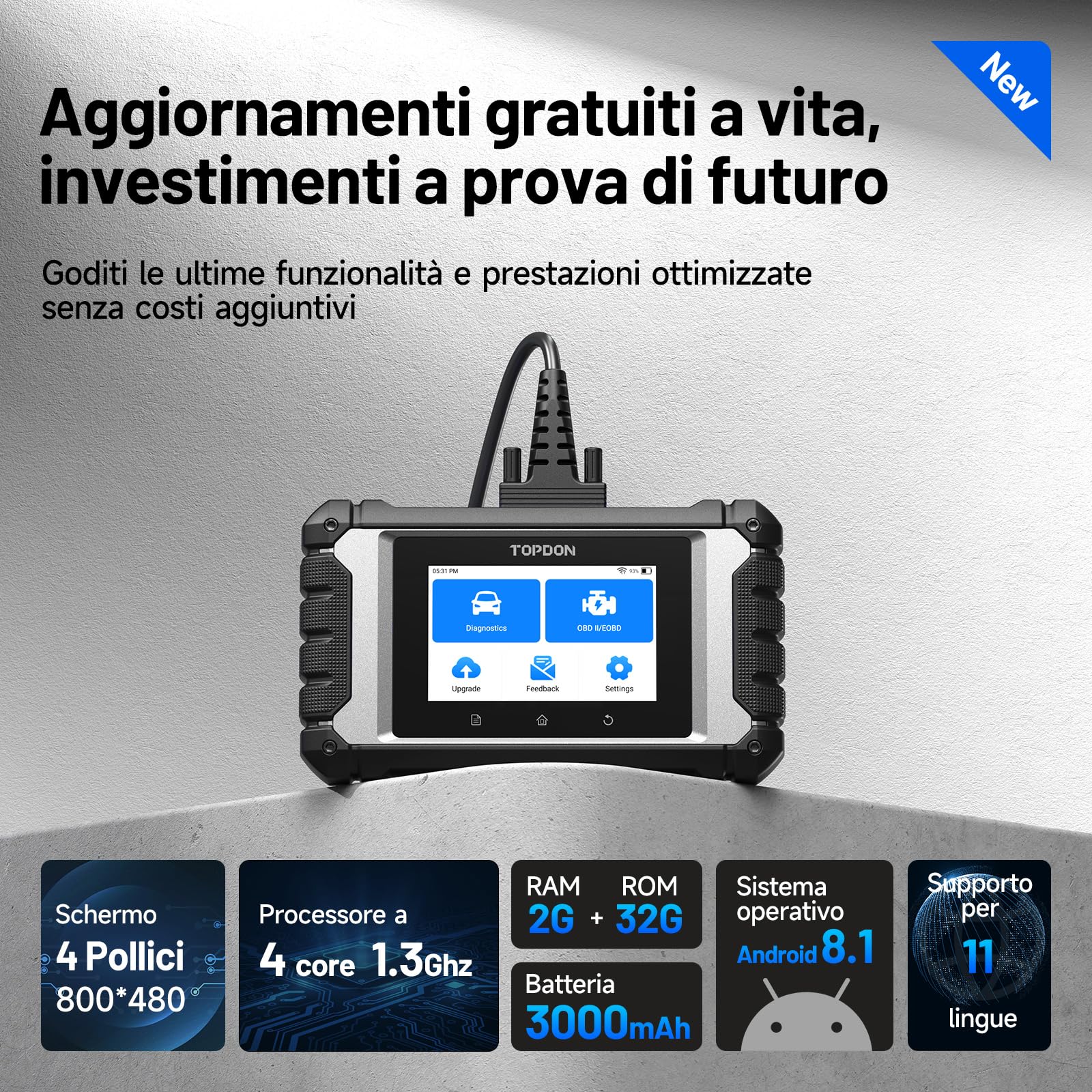 TOPDON ArtiDiag EU, Diagnostic Multimarca Completo per BMW/Benz/VAG, Scanner Bidirezionale, Codifica ECU Online, Tutti i Servizi di Manutenzione, Aggiornamenti Gratuiti a Vita