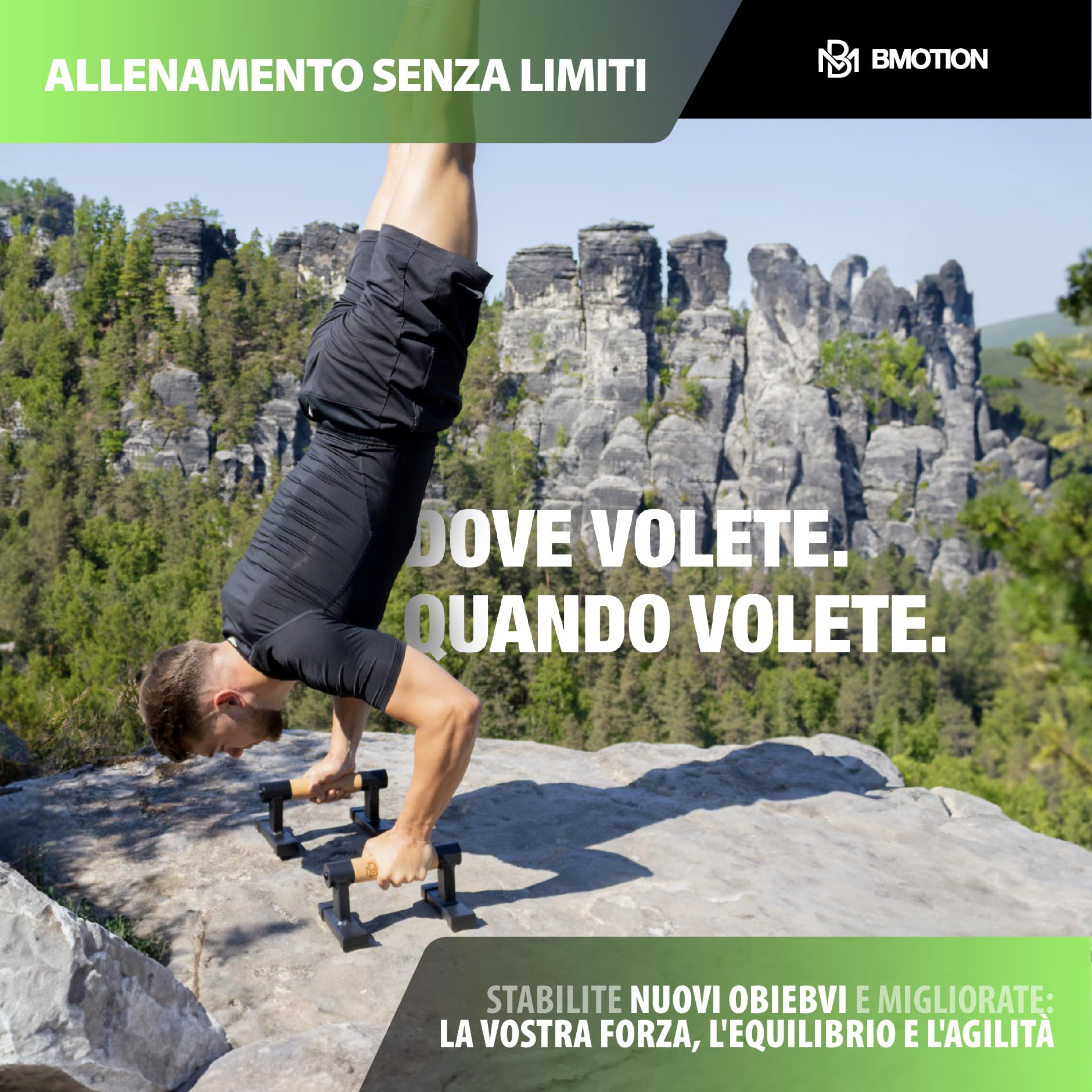 Müller & Blum Parallele Calisthenics, Push Up Bar in legno, Parallettes per interni ed esterni, Palestra Corpo Libero, Flessioni, Antiribaltamento