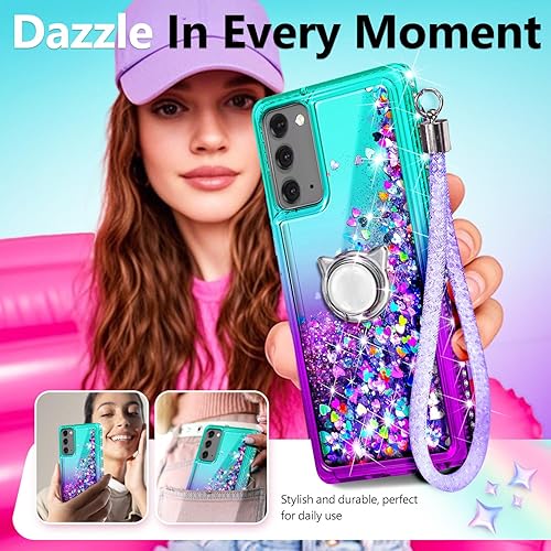 Miniatura 7 de NGB - Funda diseñada para Samsung Galaxy S20+ Plus y S20+ Plus 5G, color aguamarinamorado, bonita funda con purpurina líquida para mujeres y niñas,
