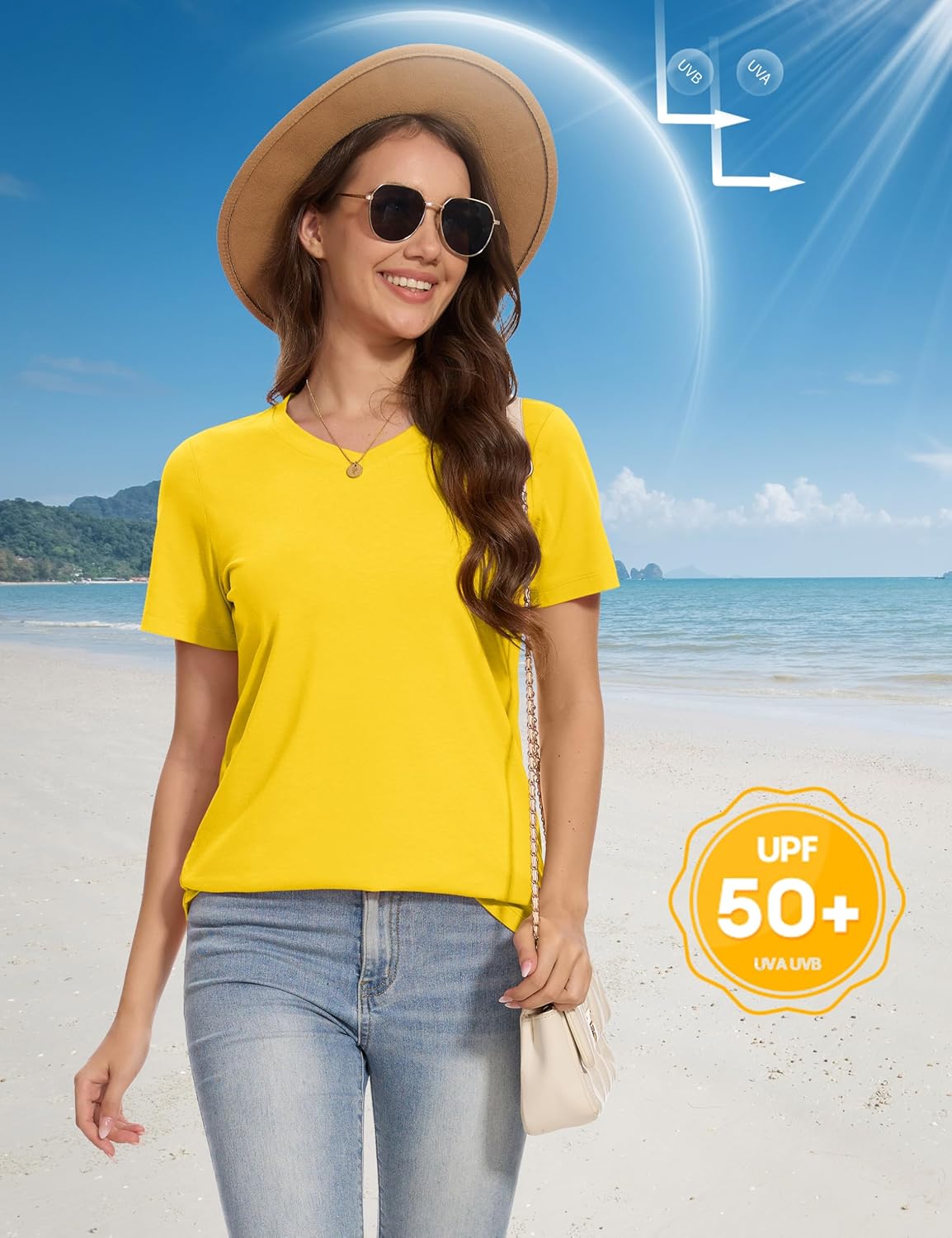 MAGCOMSEN Women's V Neck Tops Summer UPF 50+ Short Sleeve Shirts Basic Tees Casual Soft T Shirts 2025 Trendy Clothes - Image 5