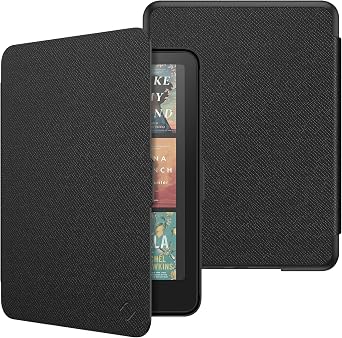 Fintie Slim Case for 7" Kindle Paperwhite 12th Gen 2024 & Kindle Colorsoft | Lightweight PU Leather Hard Back Shell Cover, Magnetic Closure, Auto Wake/Sleep, for Kindle Paperwhite 2024, Black