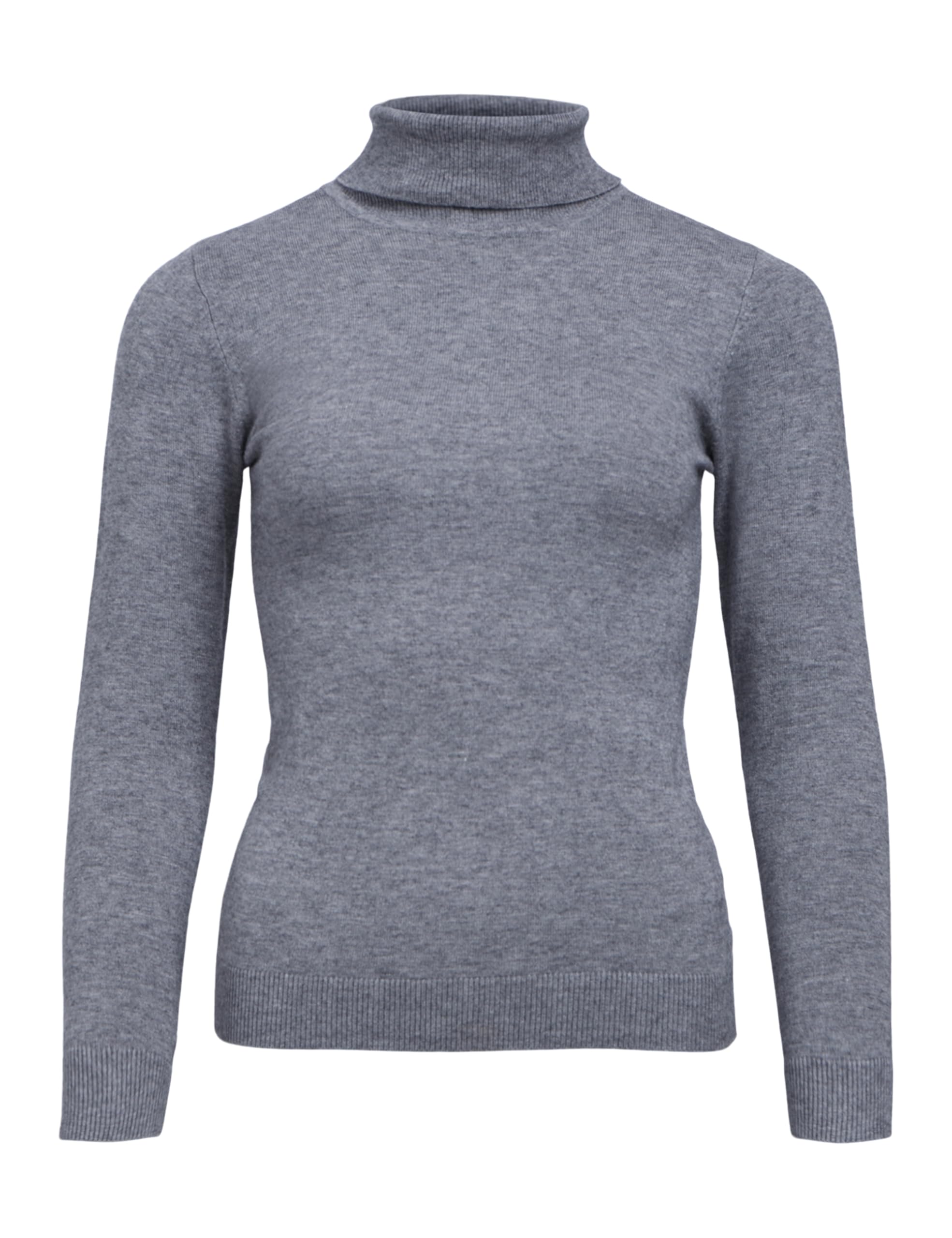 Object Women's OBJTHESS L/S Rollneck Knit Pullover NOOS Turtleneck, Medium Grey Melange, L