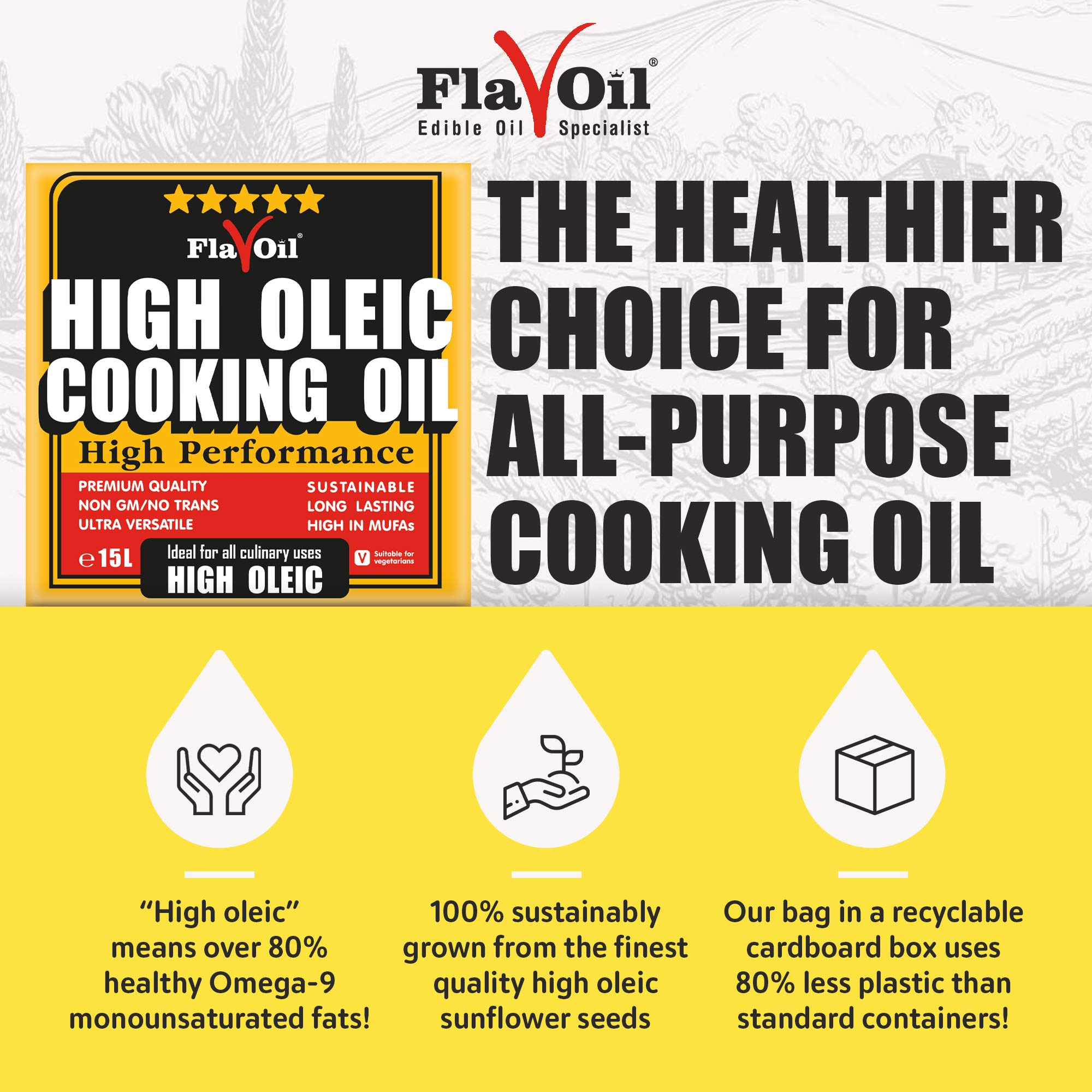 FlavOil High Oleic Cooking Oil 15 litres Healthy HighPerformance