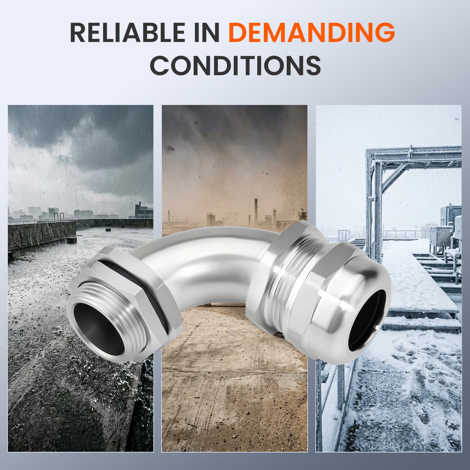QILIPSU M25 304 Stainless Steel 90 Degree Cable Gland, IP68 Waterproof Right Angle Strain Relief for Electrical Enclosures, Outdoor Wiring and EV Charging