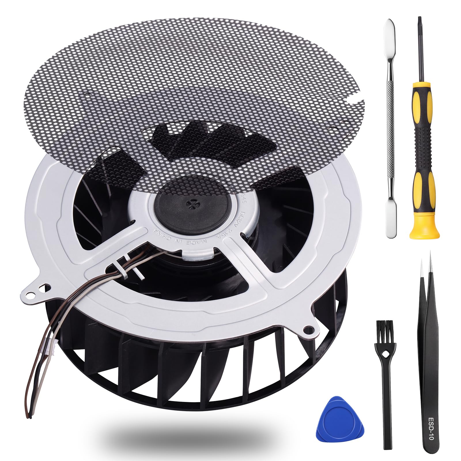 Ventilador de refrigeración interno de repuesto para PS5 CPU PlayStation serie 5, 23 aspas 12V 2.15A, ventilador silencioso, kit de limpieza de polvo de repuesto mejorado (con herramienta de apertura)
