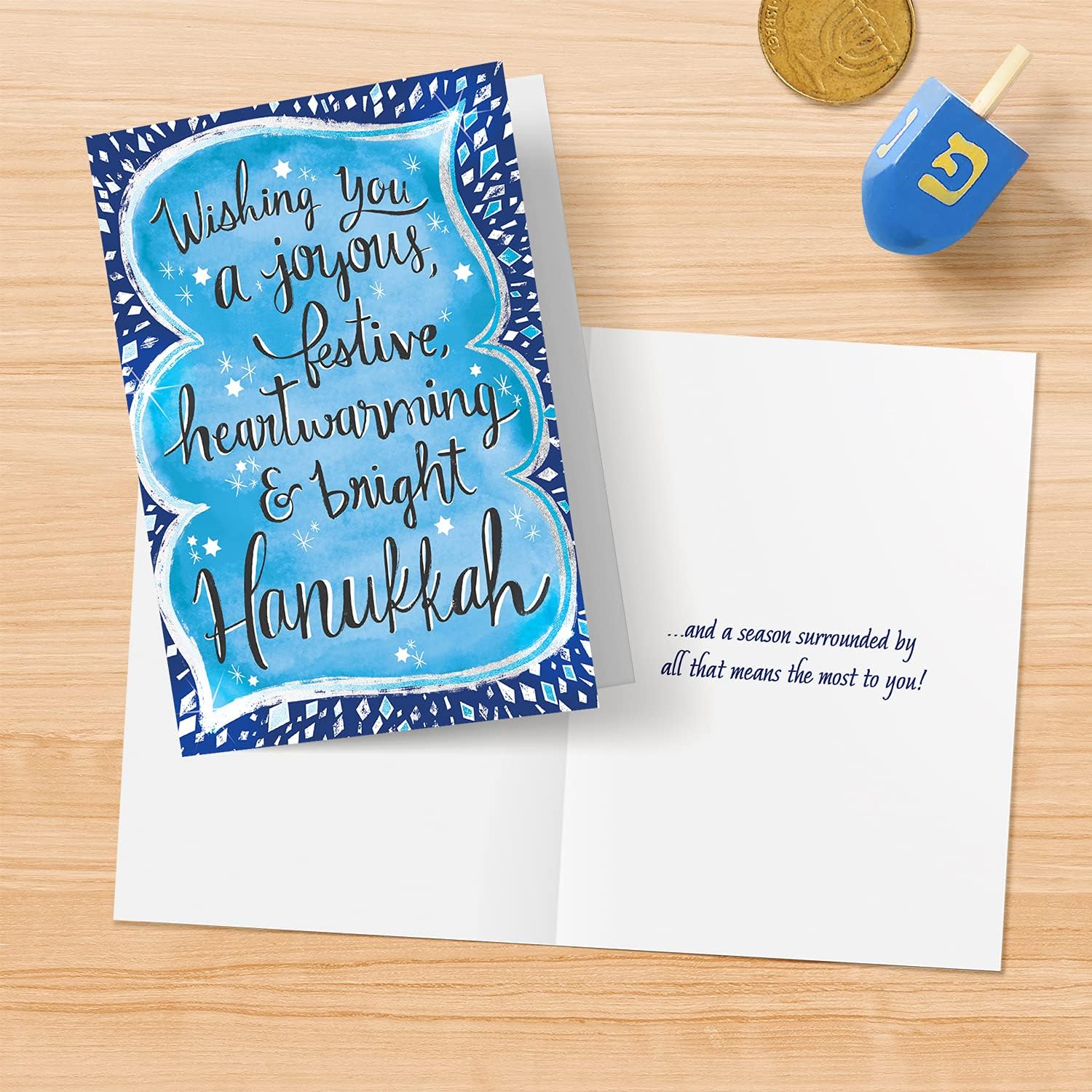 Designer Greetings Boxed Hanukkah Cards, Joyous Festive Heartwarming & Bright Design (Box of 18 Foil/Glitter Accented Cards with Envelopes)