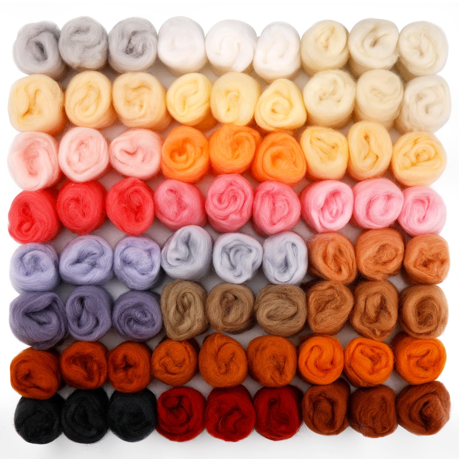 Doxiru 72 Pcs 7.6 oz Needle Felting Wool, 24 Colors Wool Roving Yarn, Needle Felting Supplies for Beginners DIY Felt Crafts 3 g/Pack