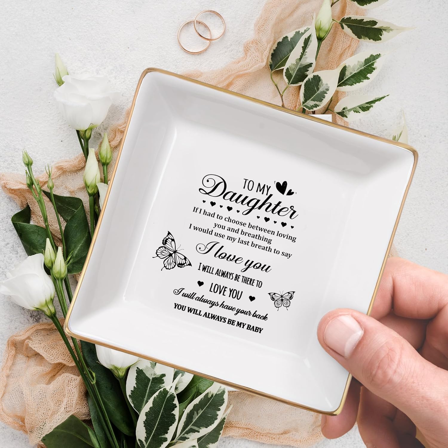 Daughter Gift from Mom, Gifts for Daughter Ring Dish, Christmas Birthday Gift for Daughter Adult Valentines Wedding Mothers' Day Gifts,Female Friend Birthday Christmas (Gift for Daughter) - Image 3