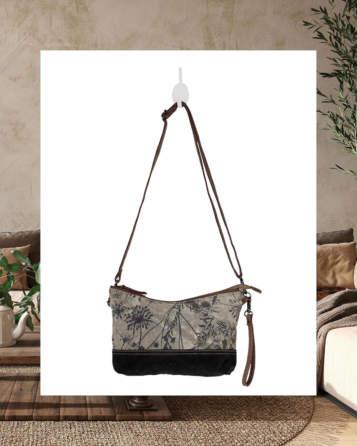 Myra Bag Floral Purses for Women - Canvas Floral Purse with Genuine Leather Accents, Casual Everyday Women’s Flower Bag - Image 6